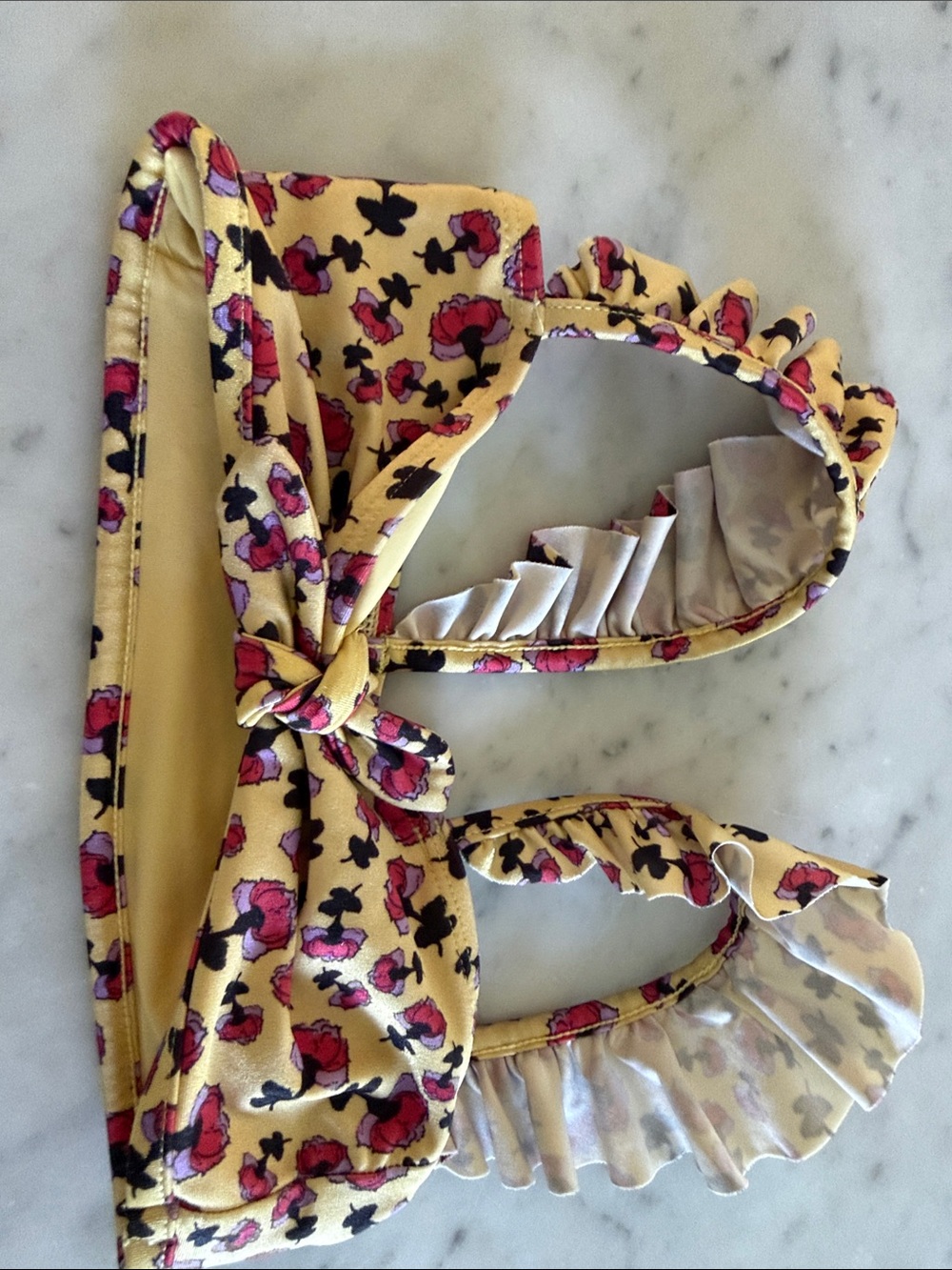 Zimmermann Girls Yellow Floral Ruffle Swim Top